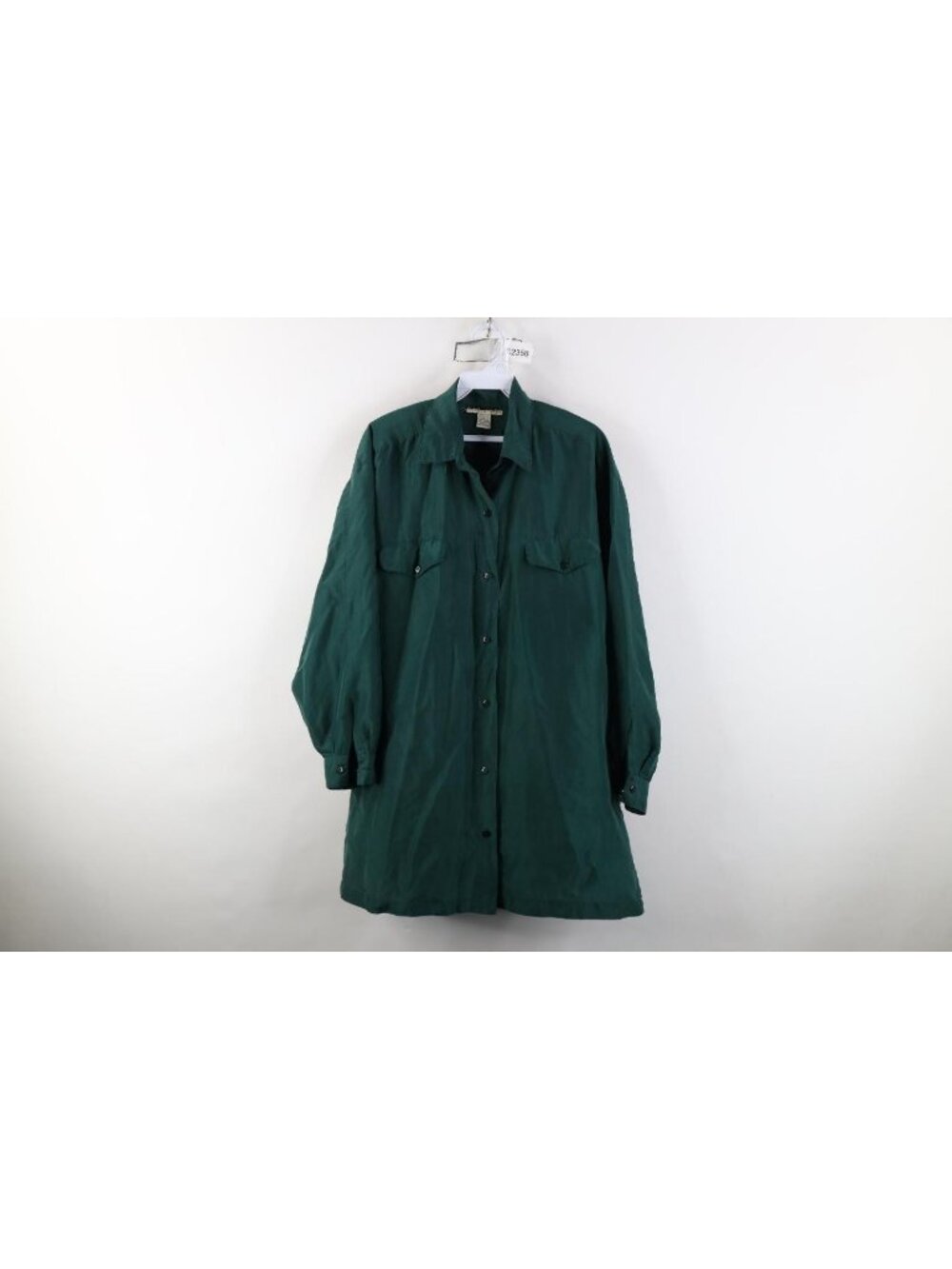 Vintage 90s Streetwear Womens Small Baggy Silk Collared Button Shirt Green